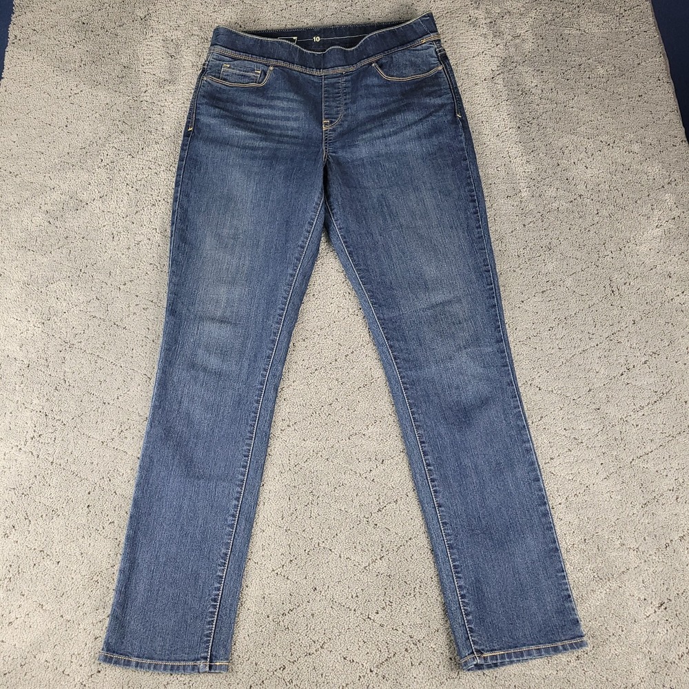 Levis Pull On Jeans Womens 10 Blue Slim Straight Leg High Rise Stretch Denim
